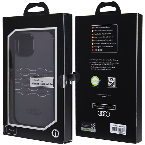 Audi IML MagSafe Dėklas Apple iPhone 15 / 14 / 13 6.1″ juodos spalvos hardcase AU-IMLMIP15-A6/D3-BK aprašymas - Prekės nuotrauka