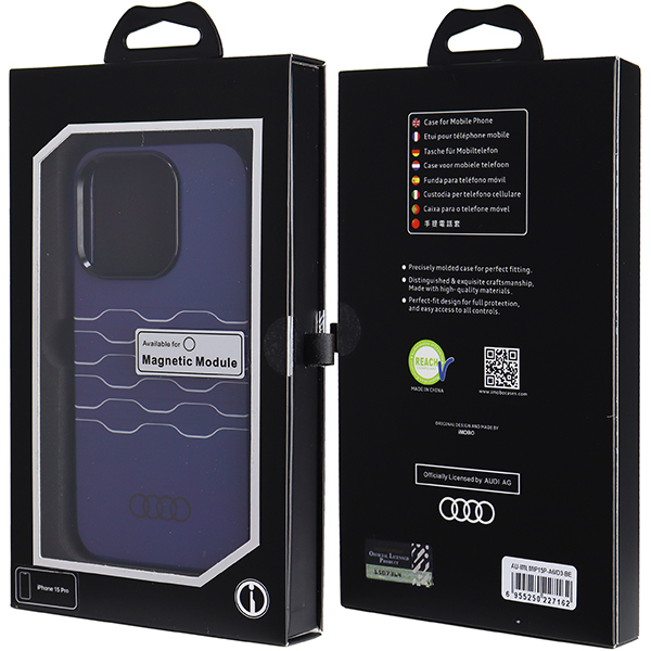 Audi IML MagSafe Dėklas Apple iPhone 15 Pro 6.1″ mėlynos spalvos hardcase AU-IMLMIP15P-A6/D3-BE aprašymas - Prekės nuotrauka