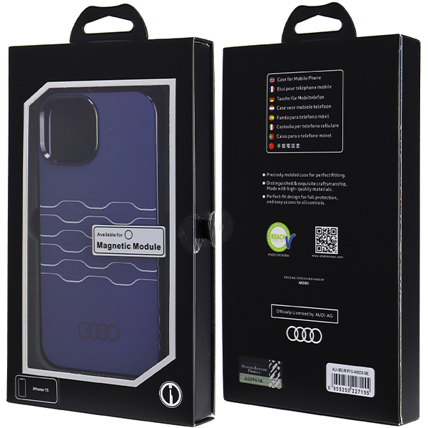 Audi IML MagSafe dėklas iPhone 15 / 14 / 13 6.1″ mėlynos spalvos kietas dėklas AU-IMLMIP15-A6/D3-BE aprašymas - Prekės nuotrauka