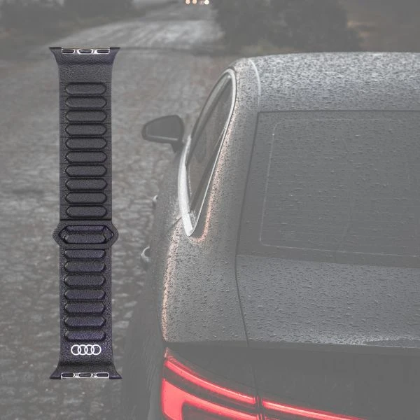 Audi Logo natūralios odos magnetinis žiedinis dirželis Apple Watch 40 / 41 / 42 mm - Juodas aprašymas - Prekės nuotrauka Audi Logo natūralios odos magnetinis žiedinis dirželis Apple Watch 40 / 41 / 42 mm - Juodas aprašymas - Prekės nuotrauka