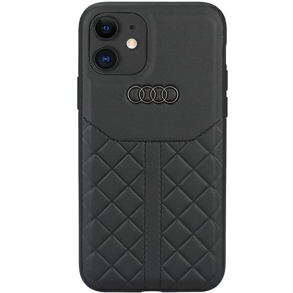 Audi natūralios odos iPhone 12 / 12 Pro 6.1″ juodos spalvos kietas dėklas AU-TPUPCIP12 P-Q8/D1-BK aprašymas - Prekės nuotrauka
