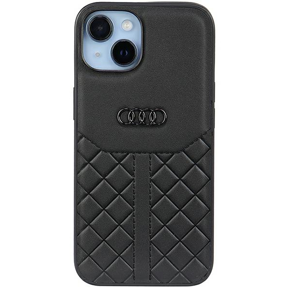 Audi natūralios odos iPhone 14 / 15 / 13 6.1″ juodos spalvos kietas dėklas AU-TPUPCIP14-Q8/D1-BK aprašymas - Prekės nuotrauka