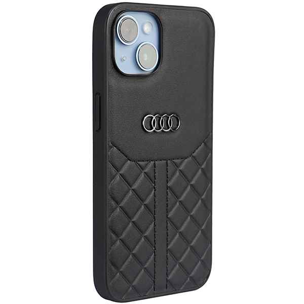 Audi natūralios odos iPhone 14 / 15 / 13 6.1″ juodos spalvos kietas dėklas AU-TPUPCIP14-Q8/D1-BK aprašymas - Prekės nuotrauka