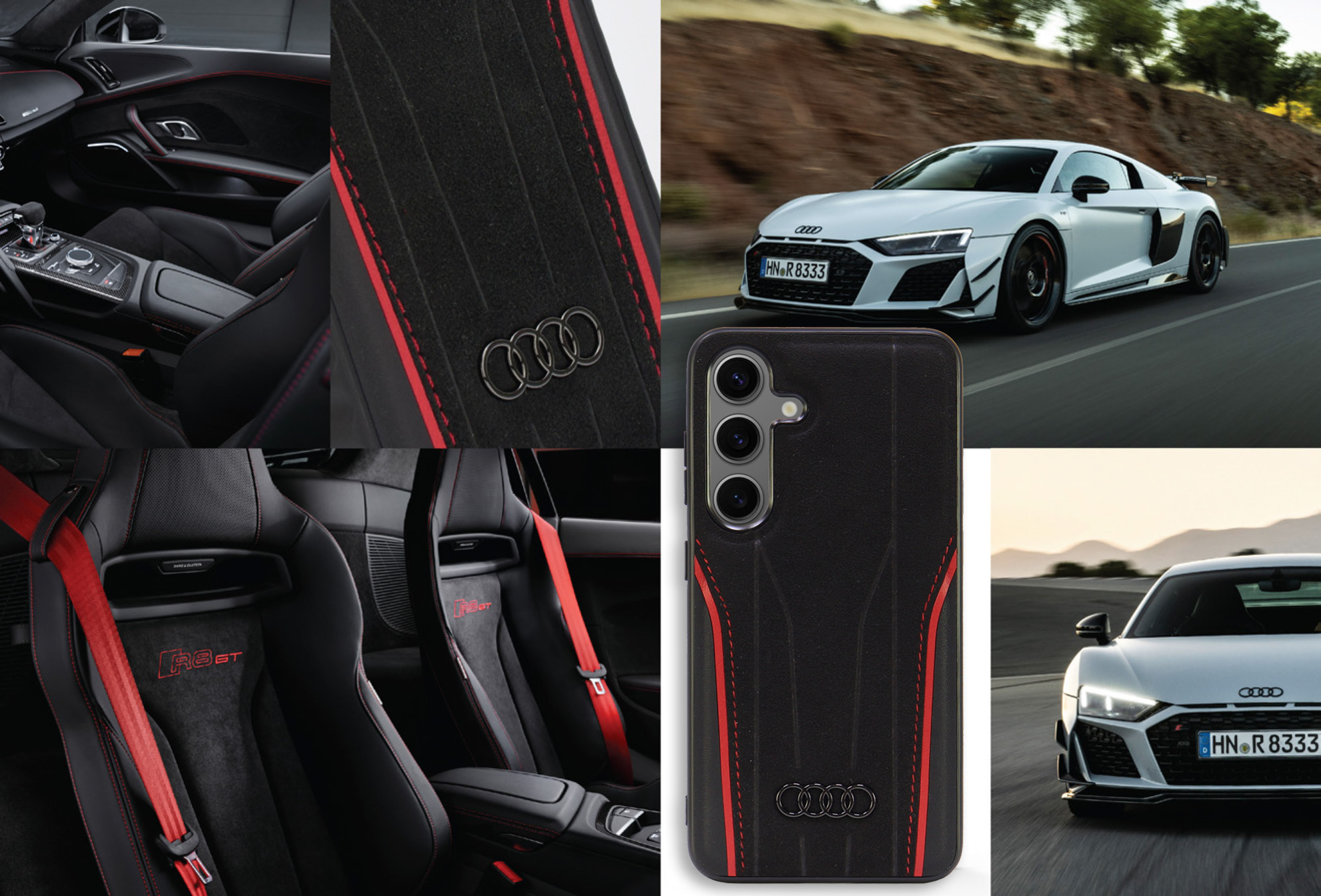 Audi natūralios odos MagSafe S24 S921 juodos spalvos-red kietas dėklas AU-TPUPCS24-R8/D3-RD aprašymas - Prekės nuotrauka