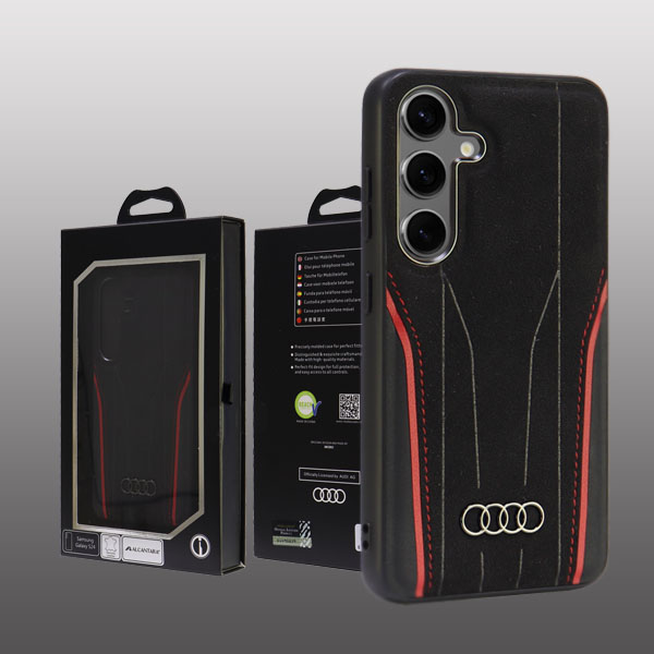 Audi natūralios odos MagSafe S24 S921 juodos spalvos-red kietas dėklas AU-TPUPCS24-R8/D3-RD aprašymas - Prekės nuotrauka