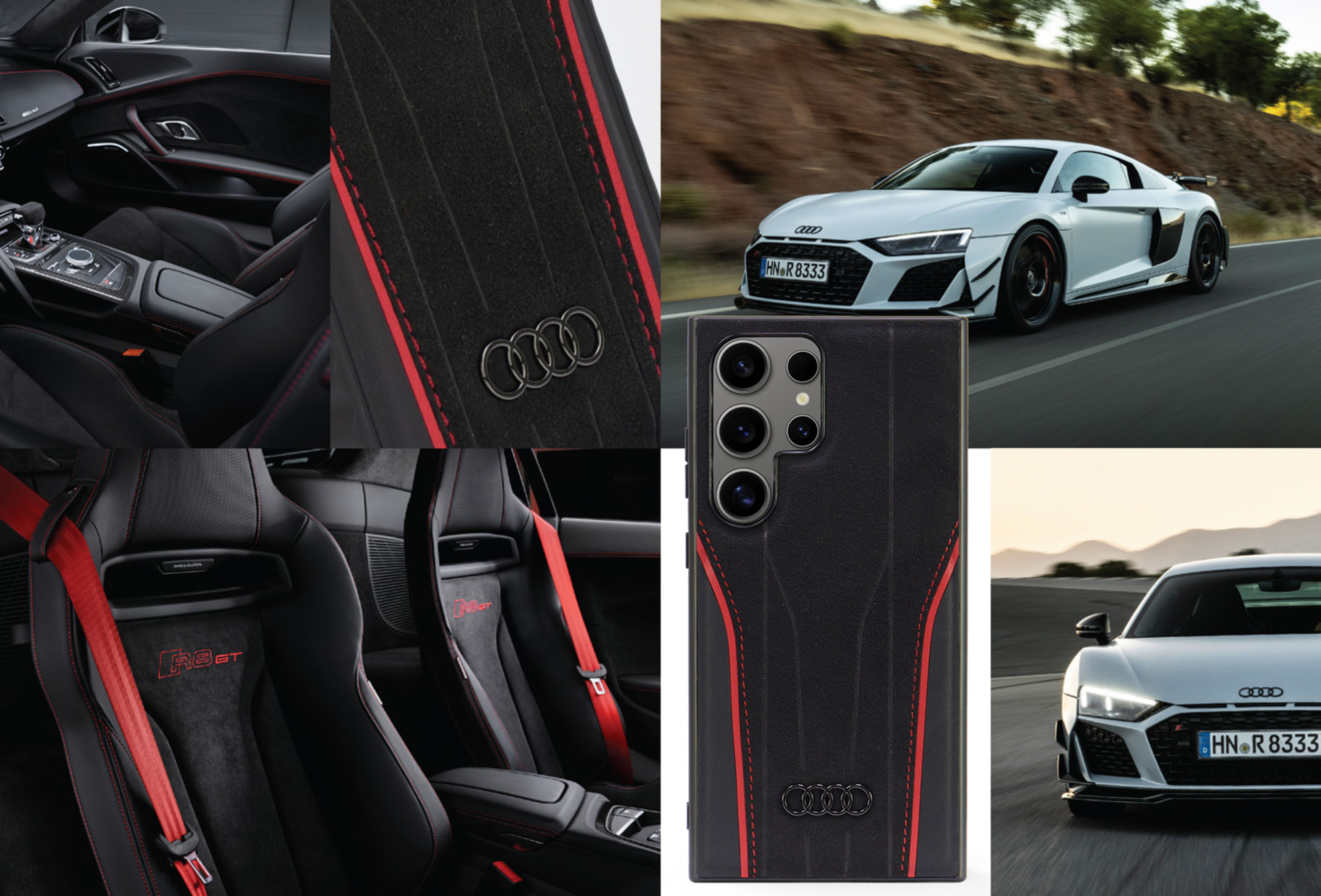 Audi natūralios odos MagSafe S24 Ultra S928 juodos spalvos-red kietas dėklas AU-TPUPCS24U-R8/D3-RD aprašymas - Prekės nuotrauka