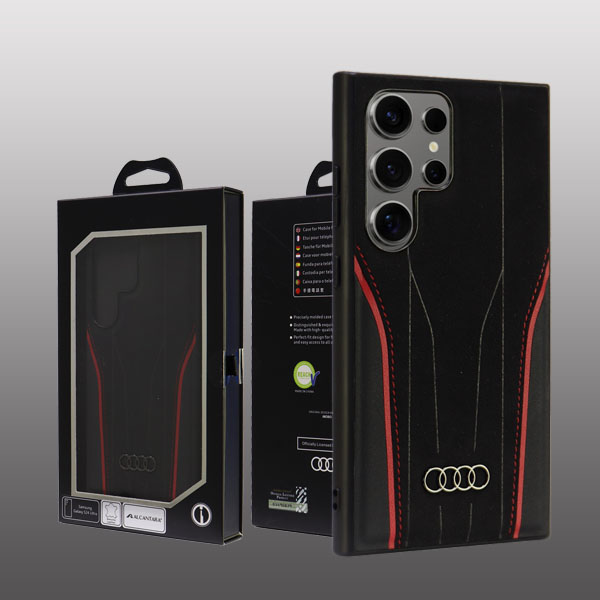 Audi natūralios odos MagSafe S24 Ultra S928 juodos spalvos-red kietas dėklas AU-TPUPCS24U-R8/D3-RD aprašymas - Prekės nuotrauka