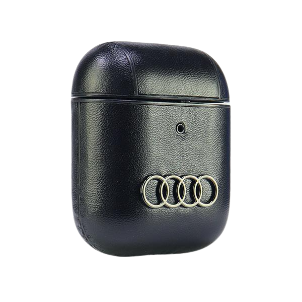 Audi odinis dėklas su dideliu logotipu, skirtas AirPods 1/2, juodos spalvos AU-AP-GT/D3-BK aprašymas - Prekės nuotrauka