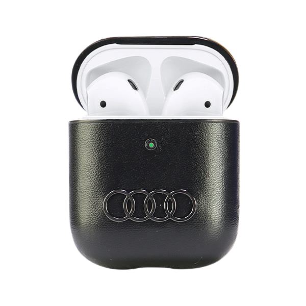 Audi odinis dėklas su dideliu logotipu, skirtas AirPods 1/2, juodos spalvos AU-AP-GT/D3-BK aprašymas - Prekės nuotrauka
