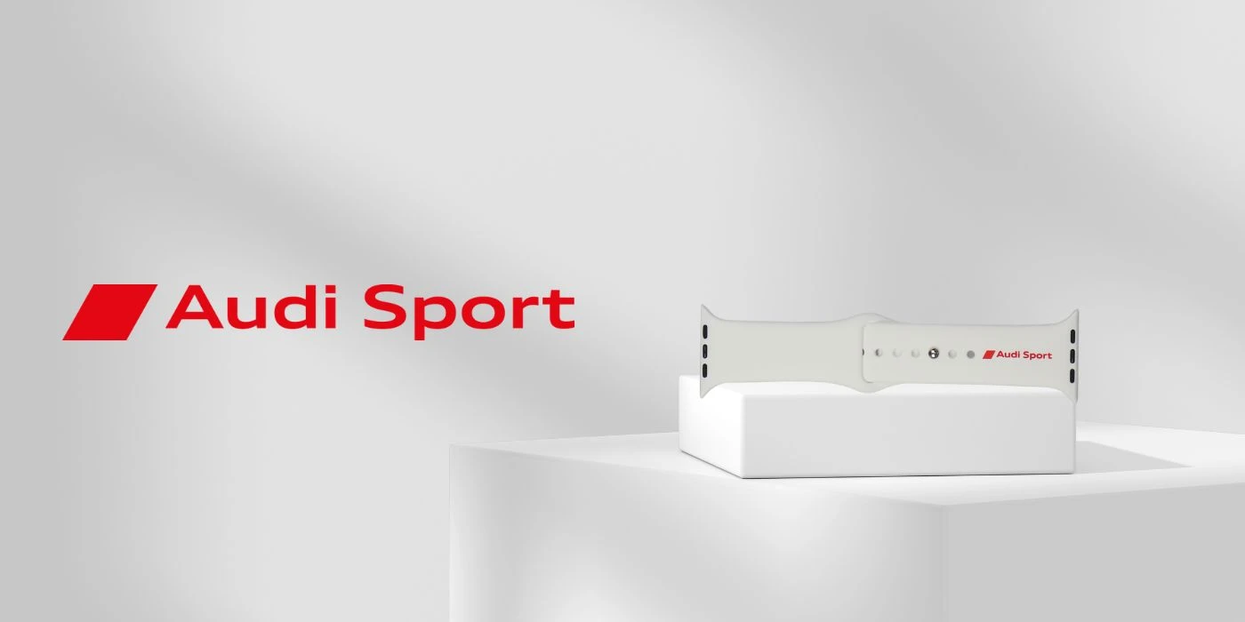 Audi Sport Raudona Logo Silikoninis laikrodžio dirželis Apple Watch 44 / 45 / 46 / 49 mm - baltas aprašymas - Prekės nuotrauka