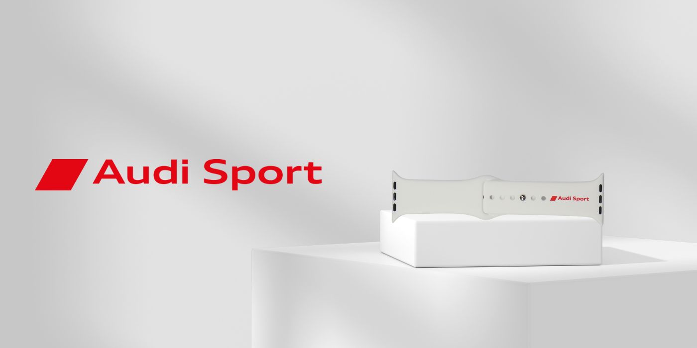 Audi Sport Raudona Logo silikoninė laikrodžio apyrankė, skirta Watch 44/45/46/49mm, baltos spalvos aprašymas - Prekės nuotrauka