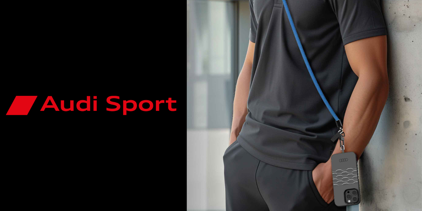 Audi telefono dirželis 120cm 6mm crossbody juodos spalvos AU-CBL8-R8/D1-BK aprašymas - Prekės nuotrauka