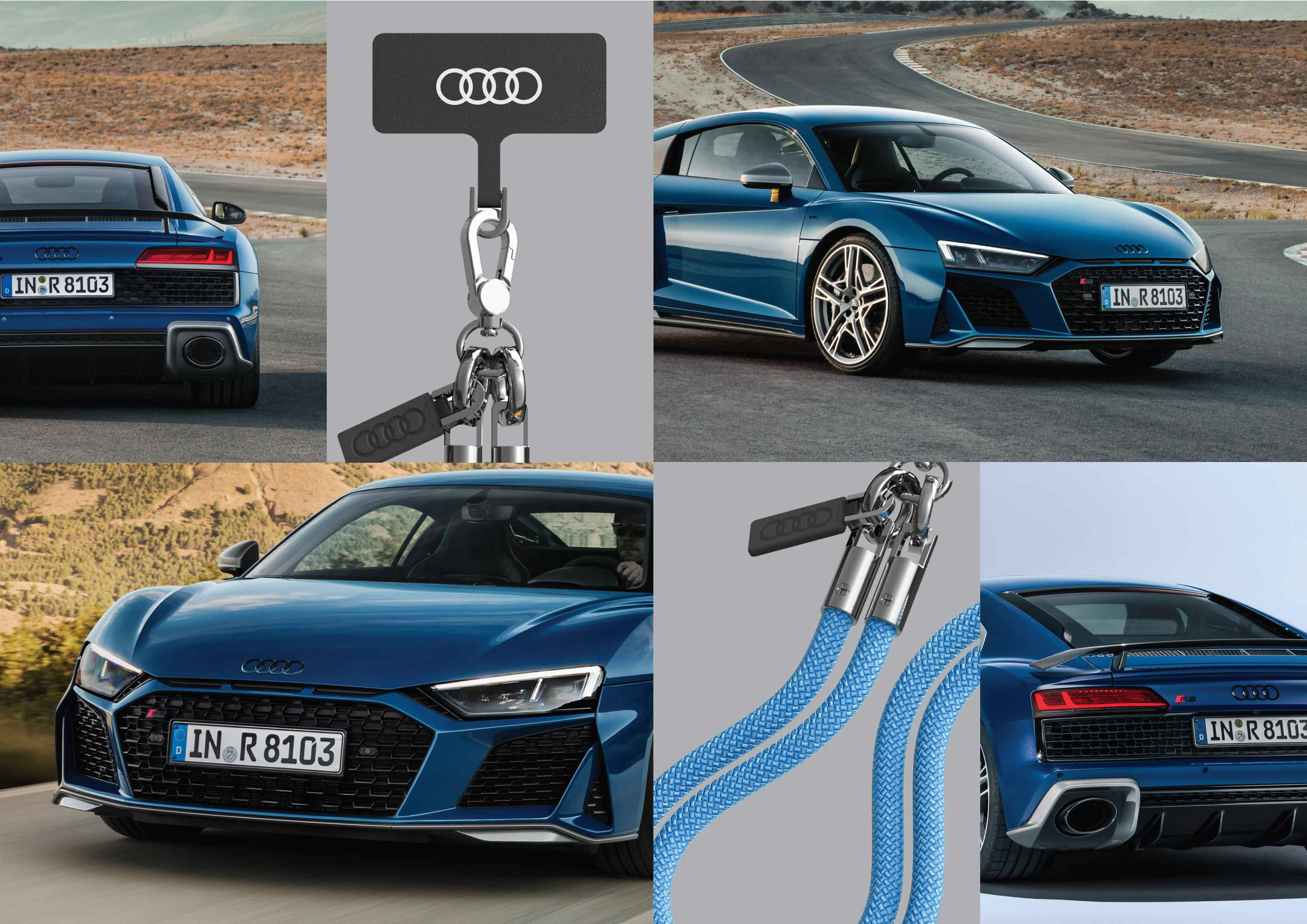 Audi telefono dirželis 120cm 6mm crossbody juodos spalvos AU-CBL8-R8/D1-BK aprašymas - Prekės nuotrauka
