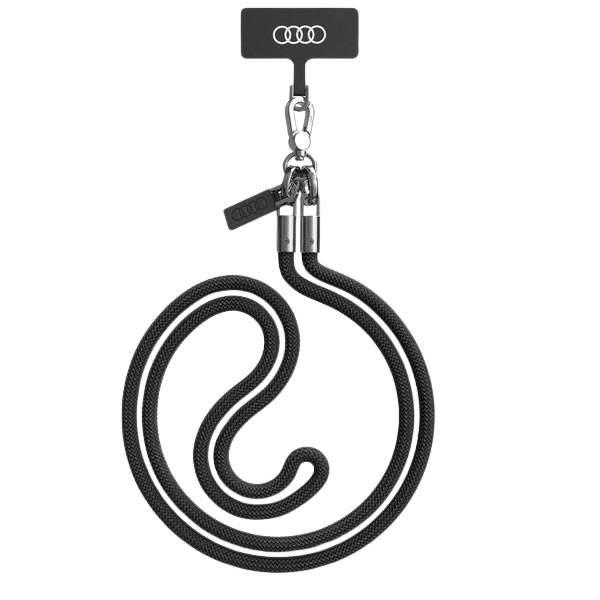 Audi telefono dirželis 120cm 6mm crossbody juodos spalvos AU-CBL8-R8/D1-BK aprašymas - Prekės nuotrauka