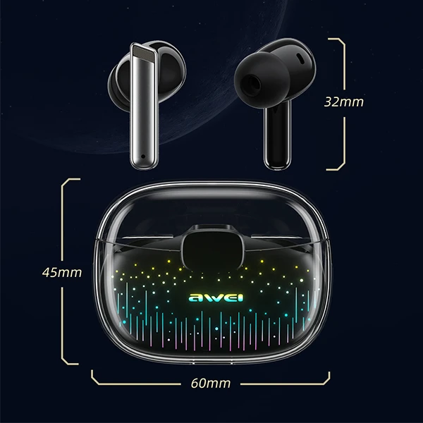Ausinės Bluetooth 5.3 AWEI T52 Pro2 TWS juodos spalvos aprašymas - Prekės nuotrauka Ausinės Bluetooth 5.3 AWEI T52 Pro2 TWS juodos spalvos aprašymas - Prekės nuotrauka