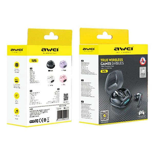 Ausinės Bluetooth 5.3 TWS + AWEI T25 juodos spalvos aprašymas - Prekės nuotrauka Ausinės Bluetooth 5.3 TWS + AWEI T25 juodos spalvos aprašymas - Prekės nuotrauka