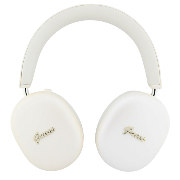 Ausinės Guess Metallic Effect Metal Script Logo Bluetooth ENC smėlio spalvos aprašymas - Prekės nuotrauka