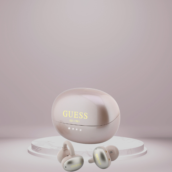 Ausinės OWS Guess Metalic Finish Electropated Parts Classic Logo rožinė aprašymas - Prekės nuotrauka Ausinės OWS Guess Metalic Finish Electropated Parts Classic Logo rožinė aprašymas - Prekės nuotrauka