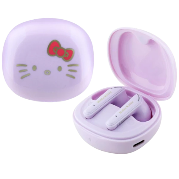 Ausinės TWS Hello Kitty O Glossy Finish violetinės spalvos aprašymas - Prekės nuotrauka Ausinės TWS Hello Kitty O Glossy Finish violetinės spalvos aprašymas - Prekės nuotrauka