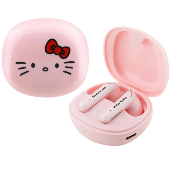 Ausinės TWS Hello Kitty O Glossy Finish rožinės spalvos aprašymas - Prekės nuotrauka