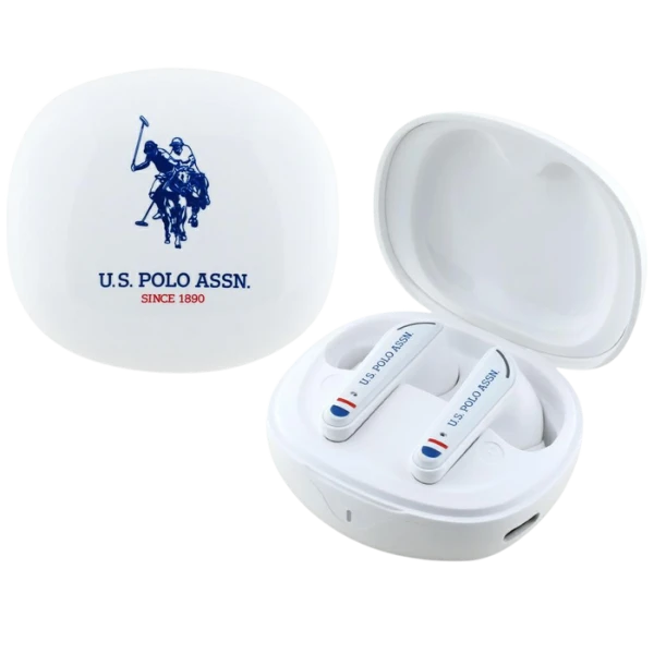 Us Polo Assn Ausinės TWS US Polo DH Logo baltos spalvos aprašymas - Prekės nuotrauka Us Polo Assn Ausinės TWS US Polo DH Logo baltos spalvos aprašymas - Prekės nuotrauka