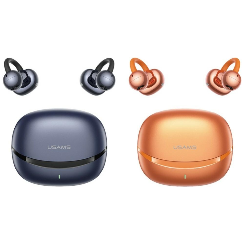 Ausinės TWS USAMS R03 Echo Clip-on Bluetooth 6.0 belaidės oranžinės spalvos aprašymas - Prekės nuotrauka
