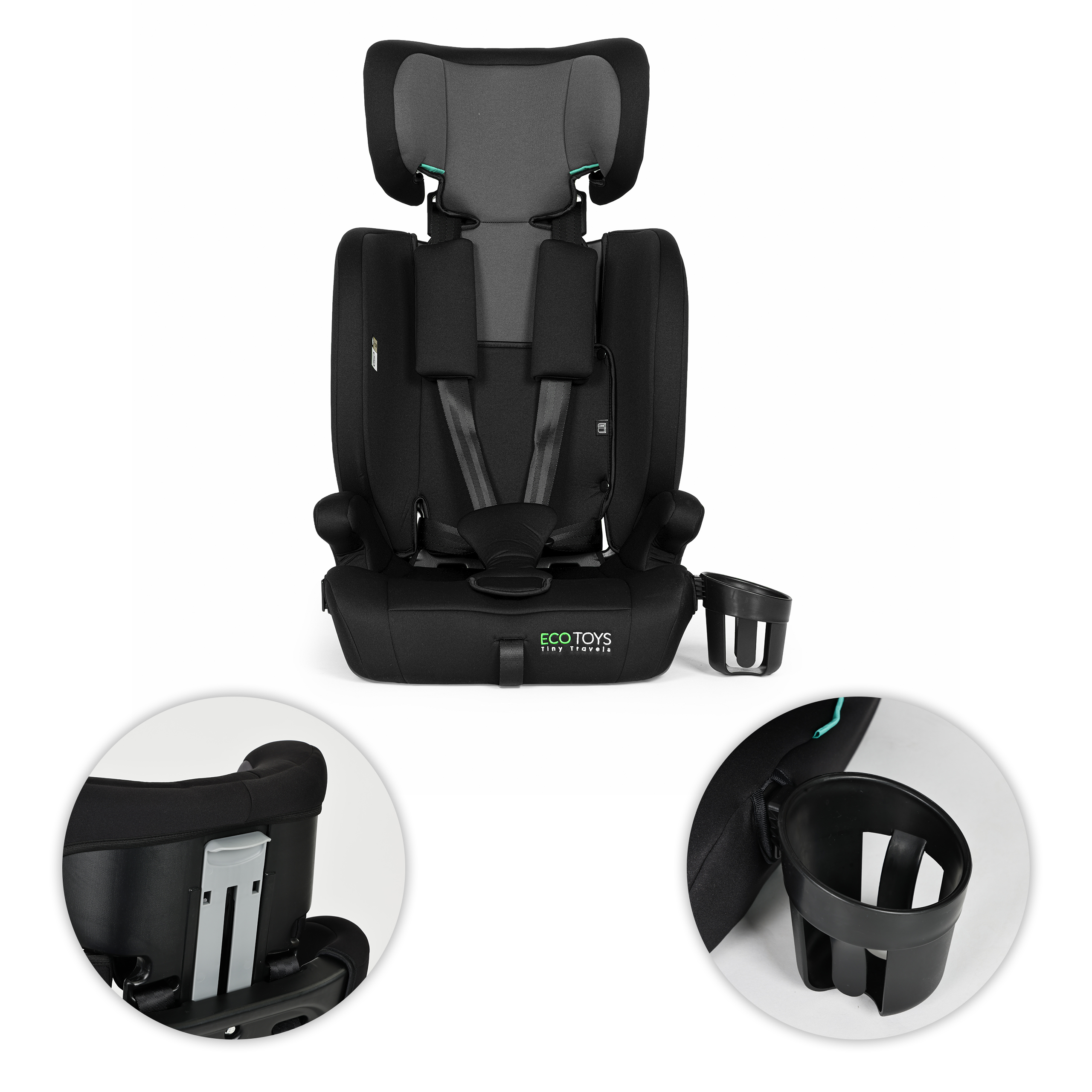 Automobilinė kėdutė vaikams 76–150 cm ūgio R129 su puodelio laikikliu ECOTOYS aprašymas - Prekės nuotrauka