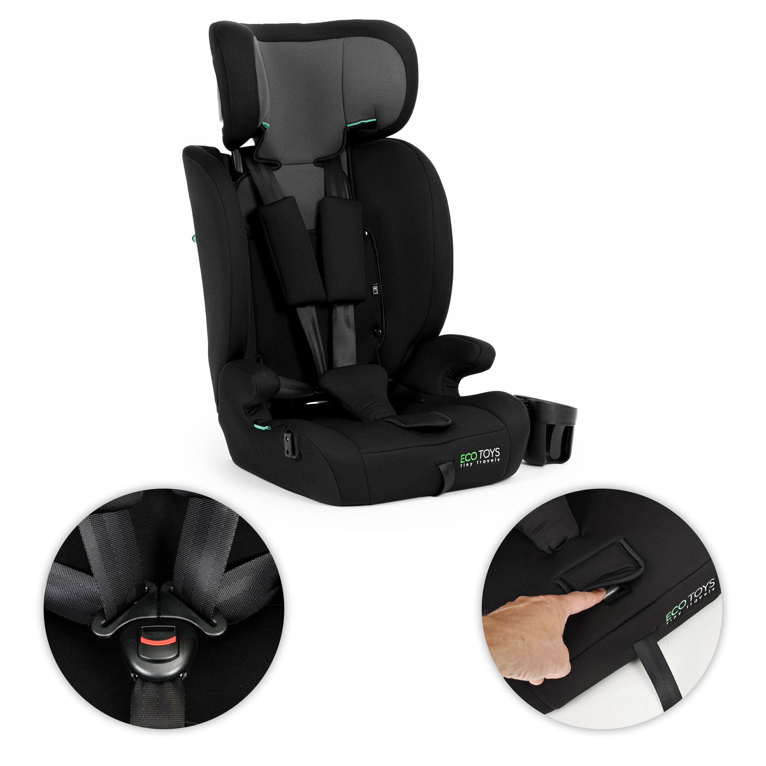 Automobilinė kėdutė vaikams 76–150 cm ūgio R129 su puodelio laikikliu ECOTOYS aprašymas - Prekės nuotrauka