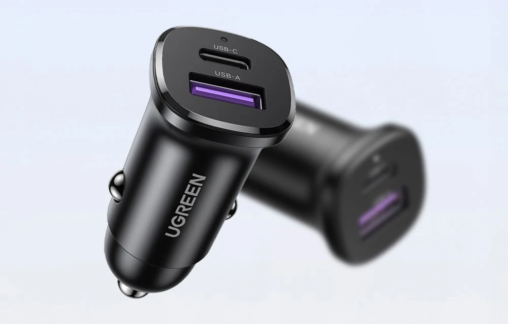 Automobilinis įkroviklis 30W USB-C + USB UGREEN EC305 juodos spalvos aprašymas - Prekės nuotrauka Automobilinis įkroviklis 30W USB-C + USB UGREEN EC305 juodos spalvos aprašymas - Prekės nuotrauka