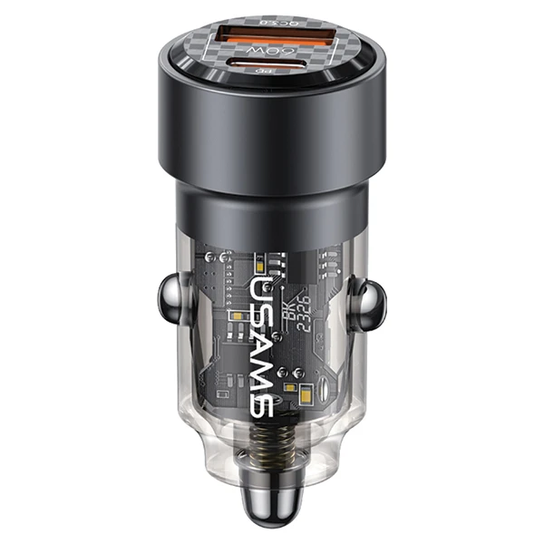 Automobilinis įkroviklis 60W Fast Charge USAMS C39 USB+USB-C juodos spalvos CC208CC01 (US-CC208) aprašymas - Prekės nuotrauka Automobilinis įkroviklis 60W Fast Charge USAMS C39 USB+USB-C juodos spalvos CC208CC01 (US-CC208) aprašymas - Prekės nuotrauka