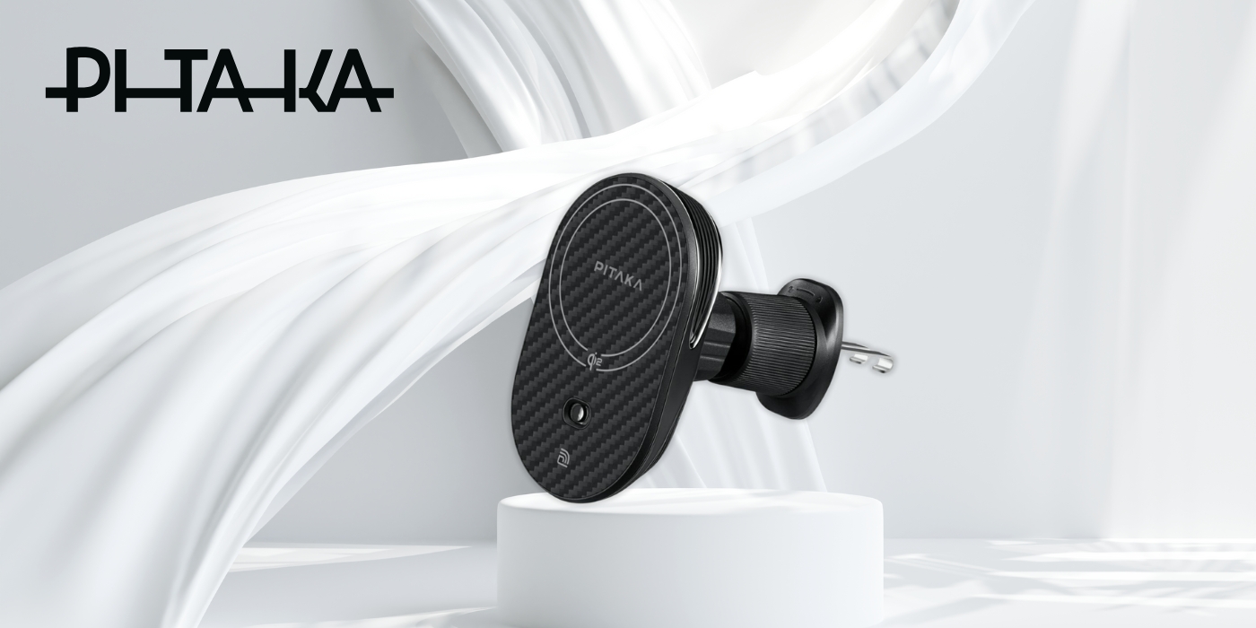 Automobilinis laikiklis su belaidžiu įkrovikliu PITAKA MagEZ Pro 2 Qi2 15W NFC MagSafe juodos spalvos pilkos spalvos aprašymas - Prekės nuotrauka