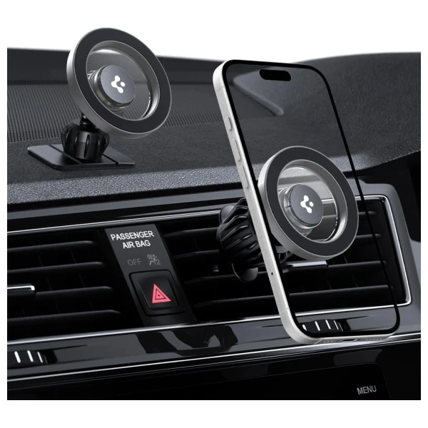 Automobilinis laikiklis telefonui Spigen MFT13 2in1 MagSafe sidabro spalvos aprašymas - Prekės nuotrauka Automobilinis laikiklis telefonui Spigen MFT13 2in1 MagSafe sidabro spalvos aprašymas - Prekės nuotrauka