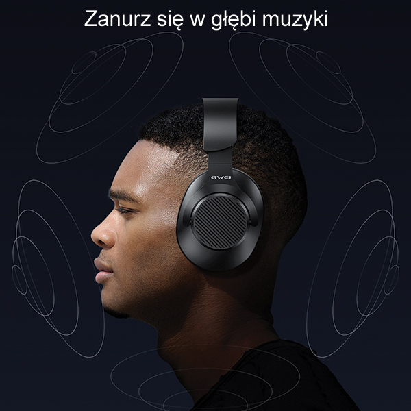AWEI A997BL „Bluetooth“ ausinės, juodos spalvos aprašymas - Prekės nuotrauka