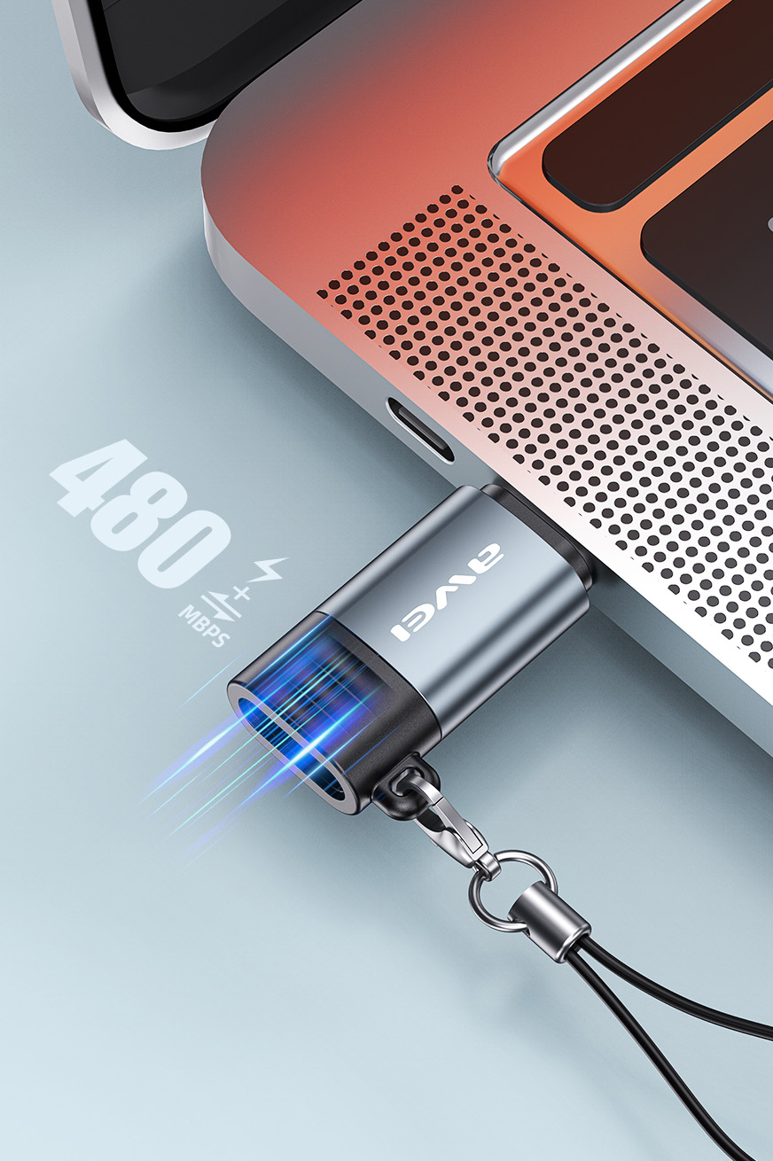 AWEI Adapteris A11 USB-C/Lightning pilkas aprašymas - Prekės nuotrauka
