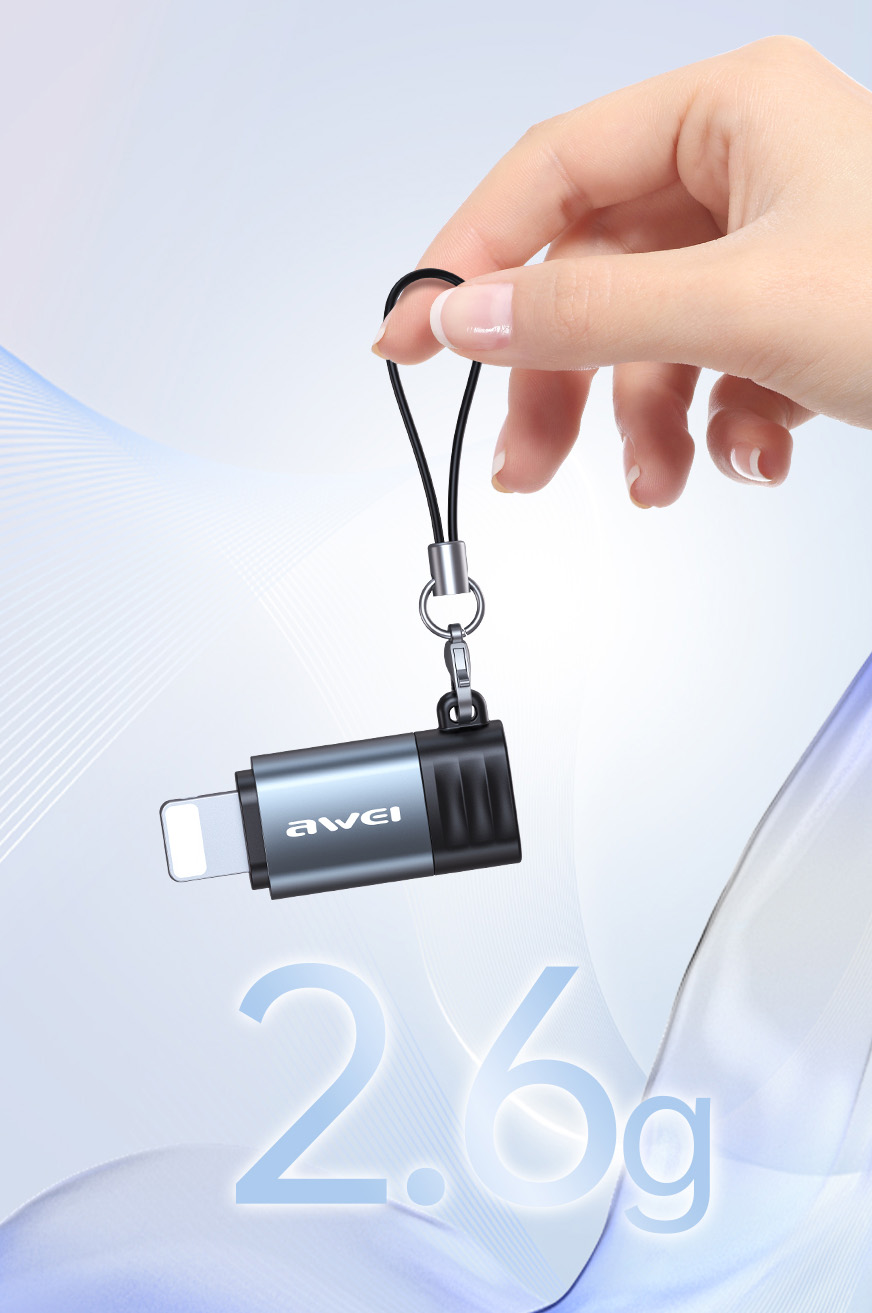 AWEI Adapteris A11 USB-C/Lightning pilkas aprašymas - Prekės nuotrauka