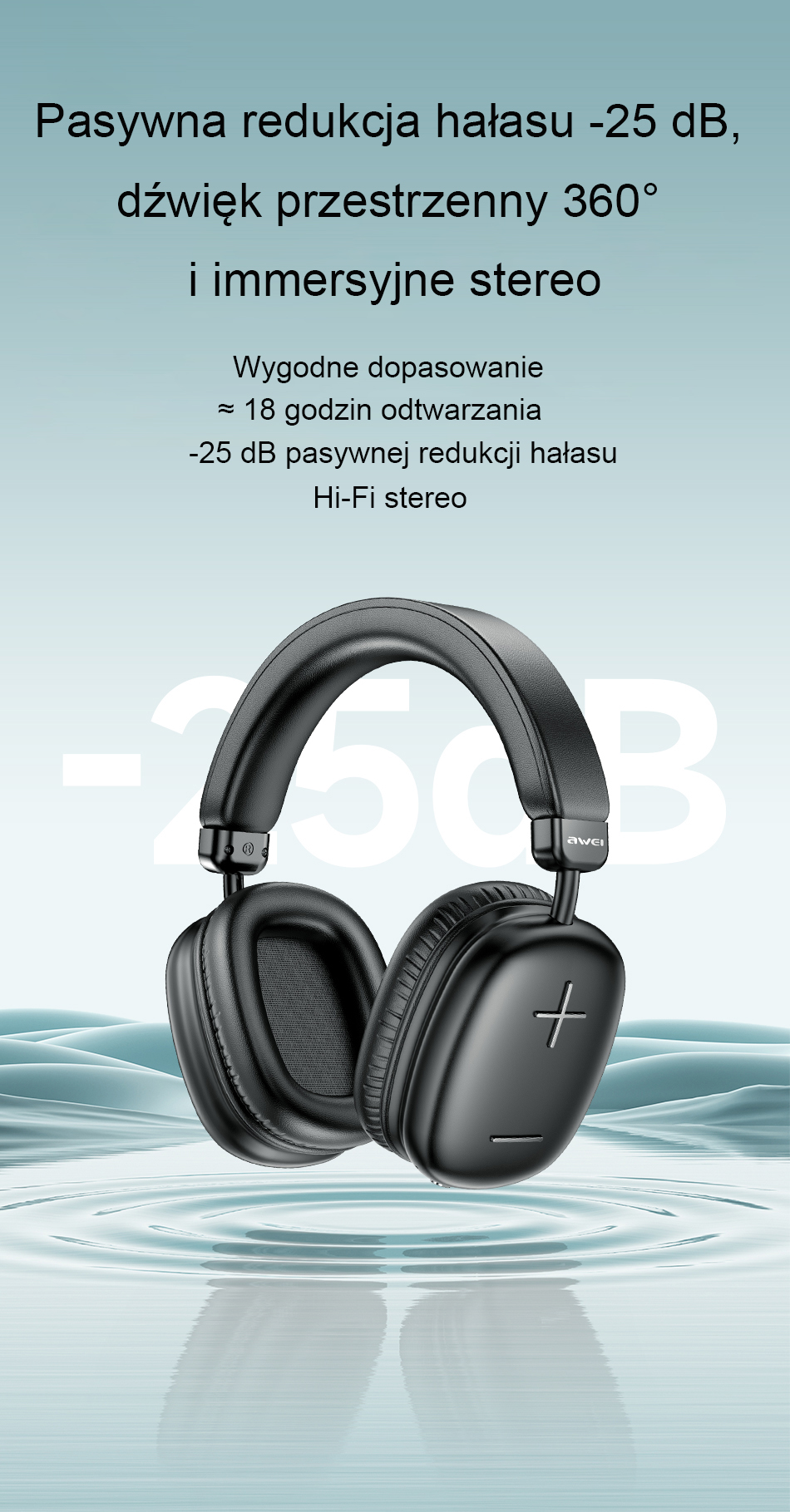 AWEI AT6 Bluetooth Ausinės rusvai gelsvas aprašymas - Prekės nuotrauka