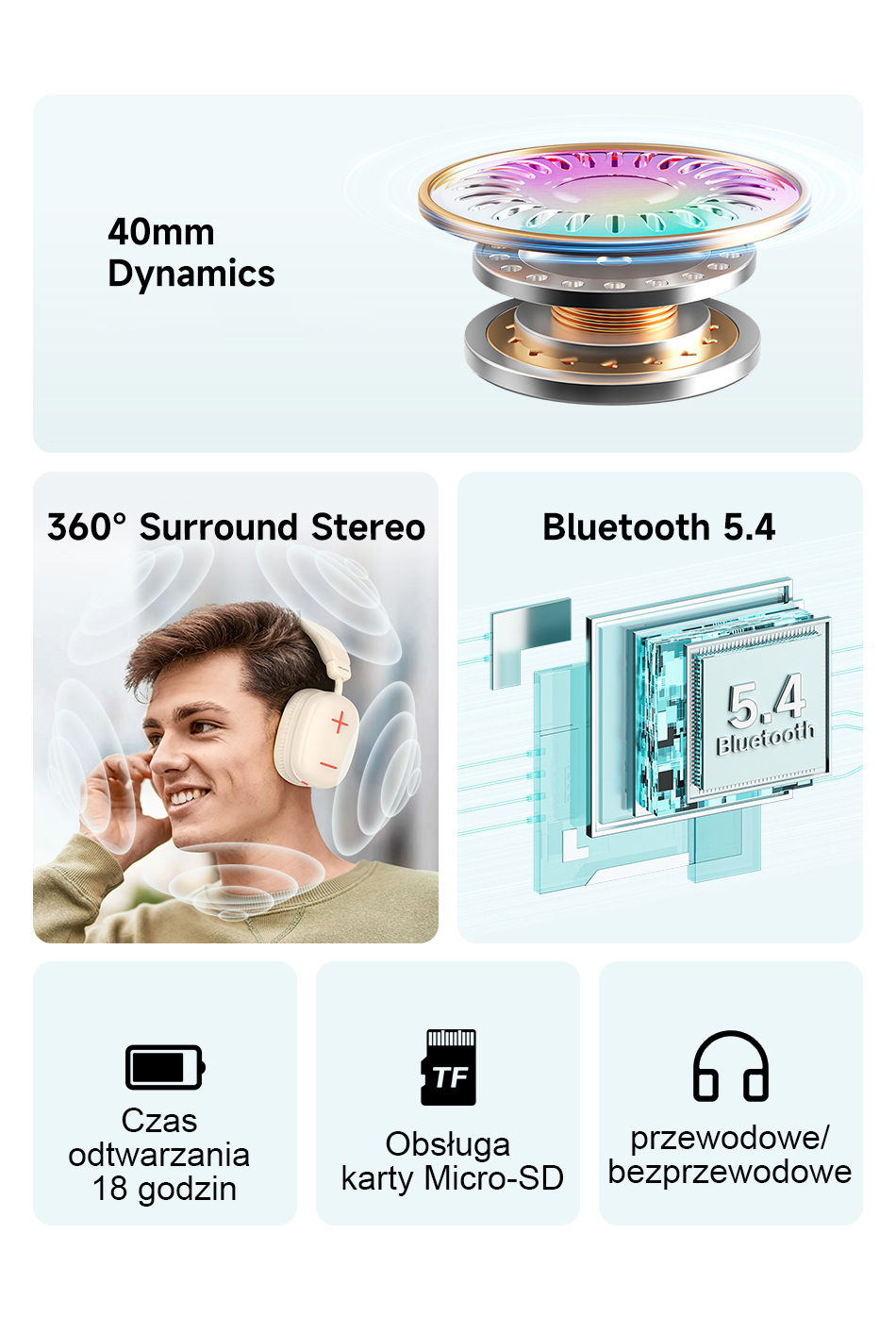 AWEI AT6 Bluetooth Ausinės rusvai gelsvas aprašymas - Prekės nuotrauka