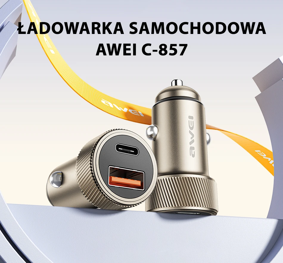 AWEI automobilinis įkroviklis C-857 33W USB+USB-C rudos spalvos aprašymas - Prekės nuotrauka AWEI automobilinis įkroviklis C-857 33W USB+USB-C rudos spalvos aprašymas - Prekės nuotrauka