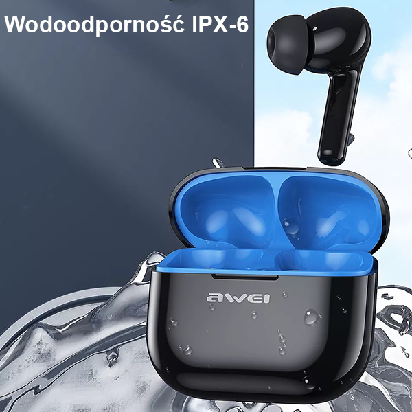 AWEI Bluetooth 5.3 T1 Pro+ ausinės su įkrovimo stotele, juodos spalvos aprašymas - Prekės nuotrauka