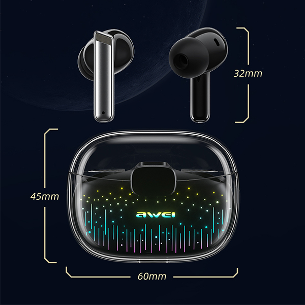 AWEI Bluetooth 5.3 T52 Pro2 TWS ausinės + įkrovimo stotelė, juodos spalvos aprašymas - Prekės nuotrauka