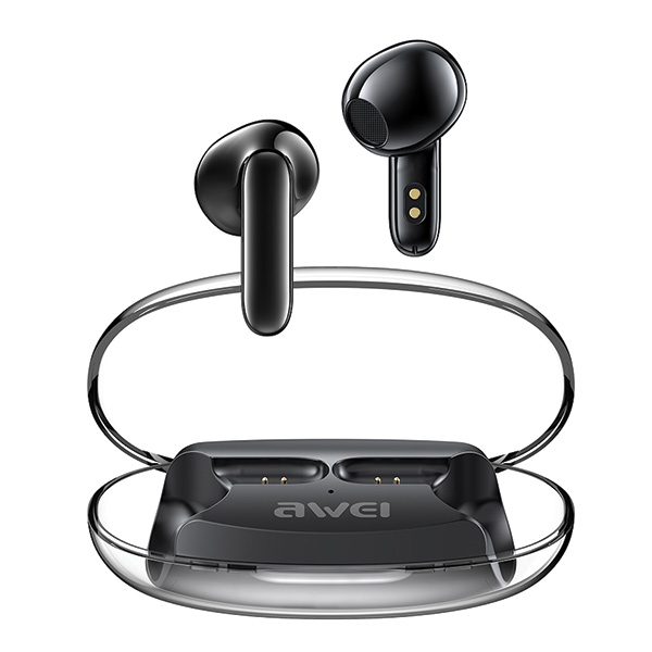 AWEI Bluetooth 5.3 T85 ENCTWS ausinės + įkrovimo stotelė, juodos spalvos aprašymas - Prekės nuotrauka