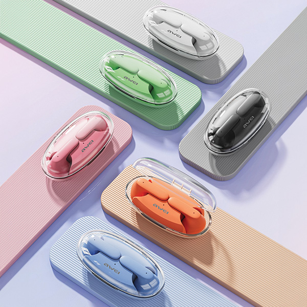 AWEI Bluetooth 5.3 T85 ENCTWS ausinės + įkrovimo stotelė, oranžinės spalvos aprašymas - Prekės nuotrauka