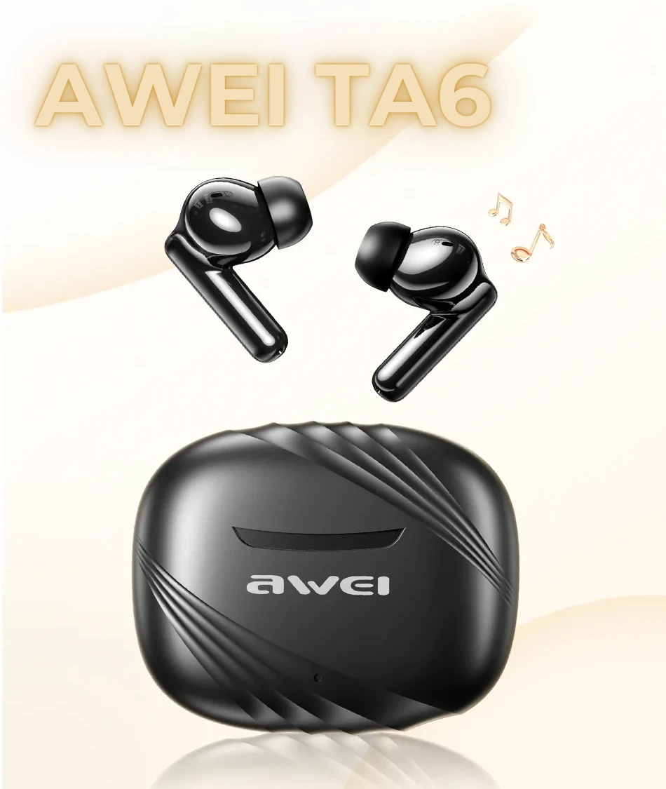 AWEI Bluetooth ausinės 5.3 TA6 ANC+ docking station juodos spalvos aprašymas - Prekės nuotrauka