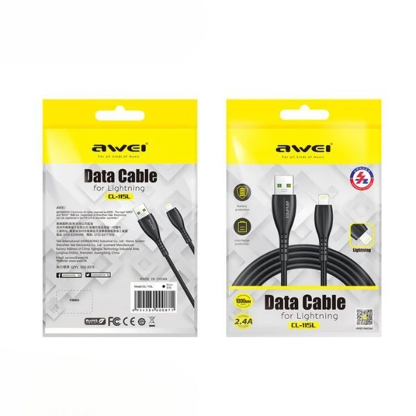 AWEI CL-115L USB į Lightning Kabelis juodos spalvos aprašymas - Prekės nuotrauka AWEI CL-115L USB į Lightning Kabelis juodos spalvos aprašymas - Prekės nuotrauka