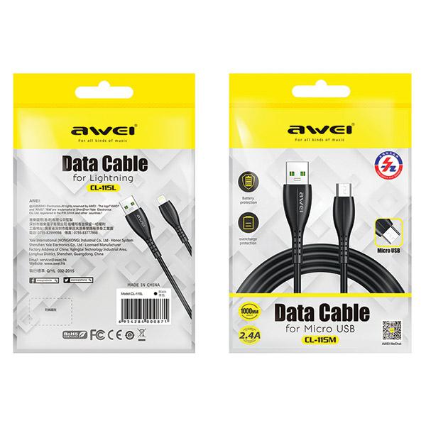 AWEI CL-115T USB į USB-C juodas laidas aprašymas - Prekės nuotrauka