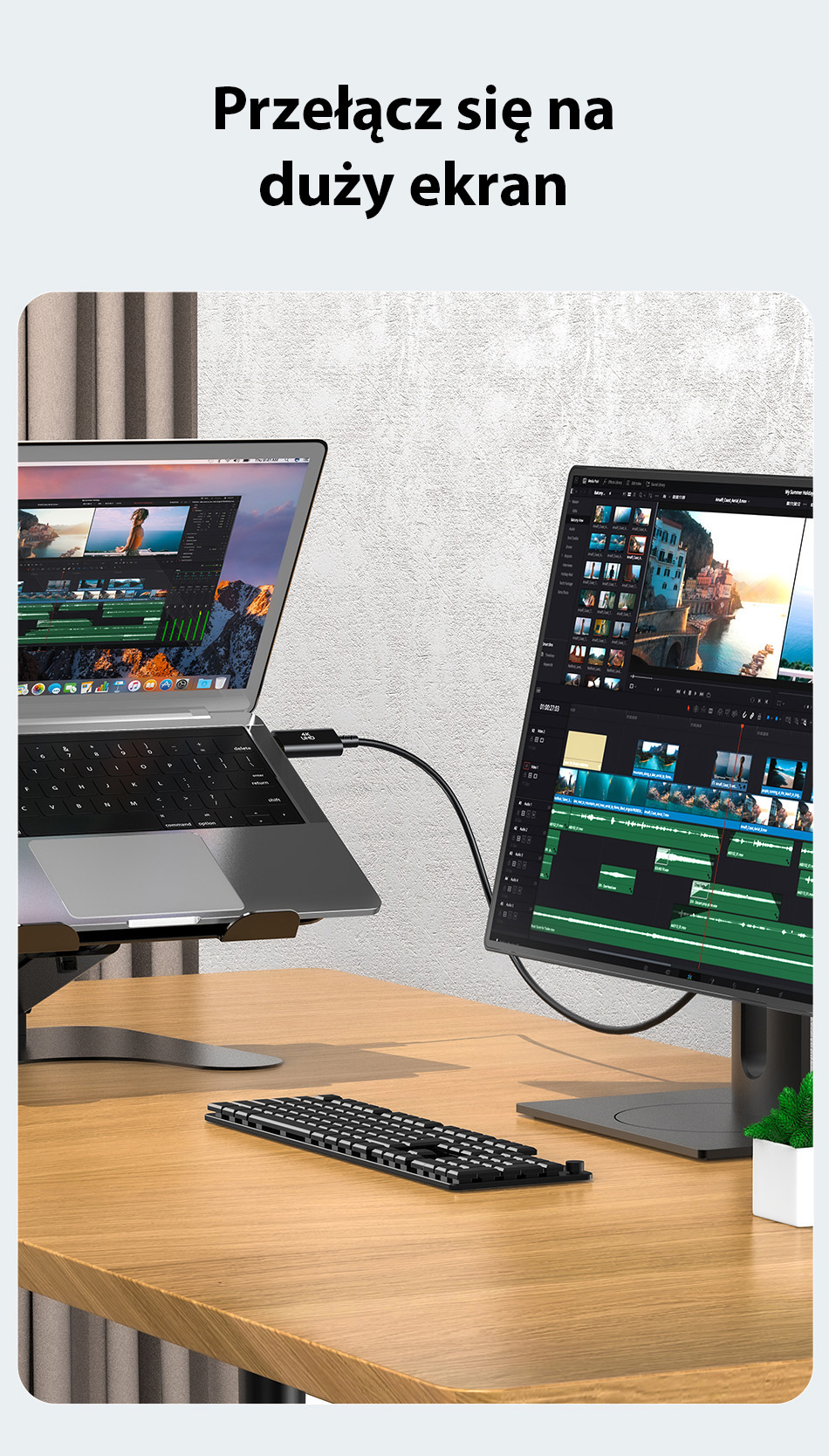 AWEI CL-212T USB-C į HDMI 4K 30Hz laidas, juodos spalvos aprašymas - Prekės nuotrauka