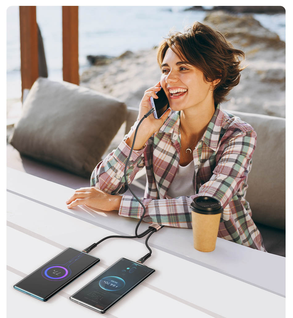 AWEI CL-228 USB-C/Lightning/Micro 3-in-1 laidas, juodos spalvos aprašymas - Prekės nuotrauka