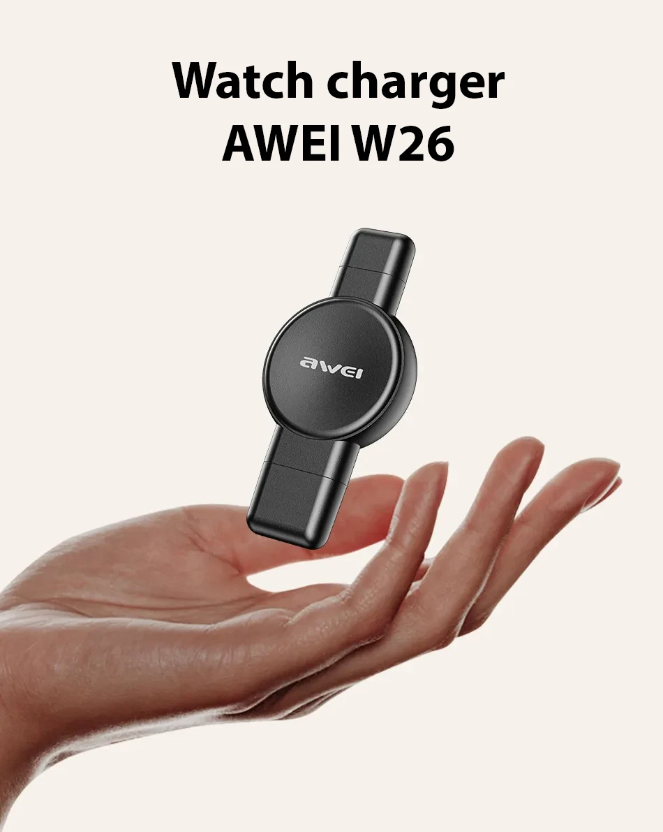 AWEI įkroviklis skirtas Apple/Samsung Watch W26 juodos spalvos aprašymas - Prekės nuotrauka AWEI įkroviklis skirtas Apple/Samsung Watch W26 juodos spalvos aprašymas - Prekės nuotrauka