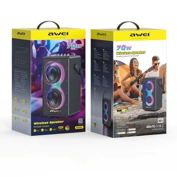 AWEI KA15 Bluetooth 5.3 70W belaidė kolonėlė juodos spalvos aprašymas - Prekės nuotrauka