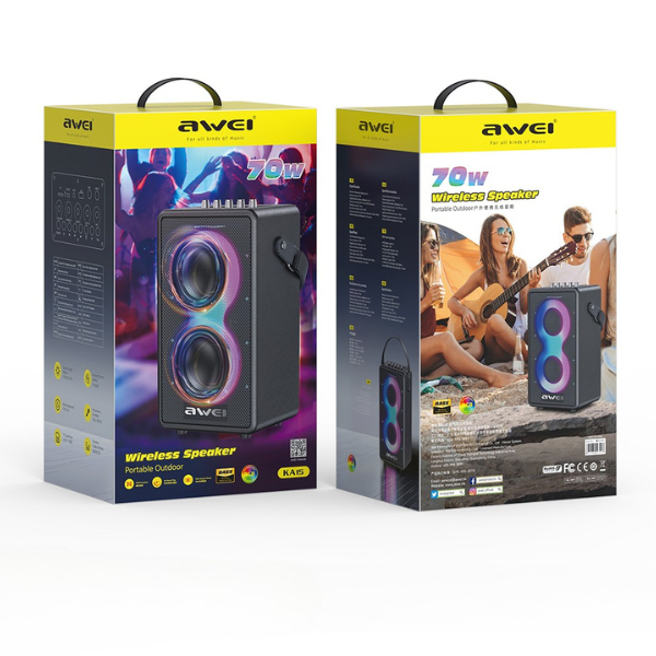 AWEI KA15 Bluetooth 5.3 70W belaidis garsiakalbis, juodos spalvos aprašymas - Prekės nuotrauka